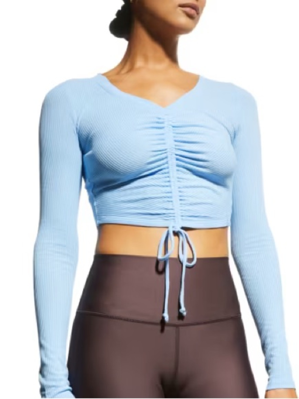 Alo yoga Long-Sleeve Cinched Rib-Knit Crop Top